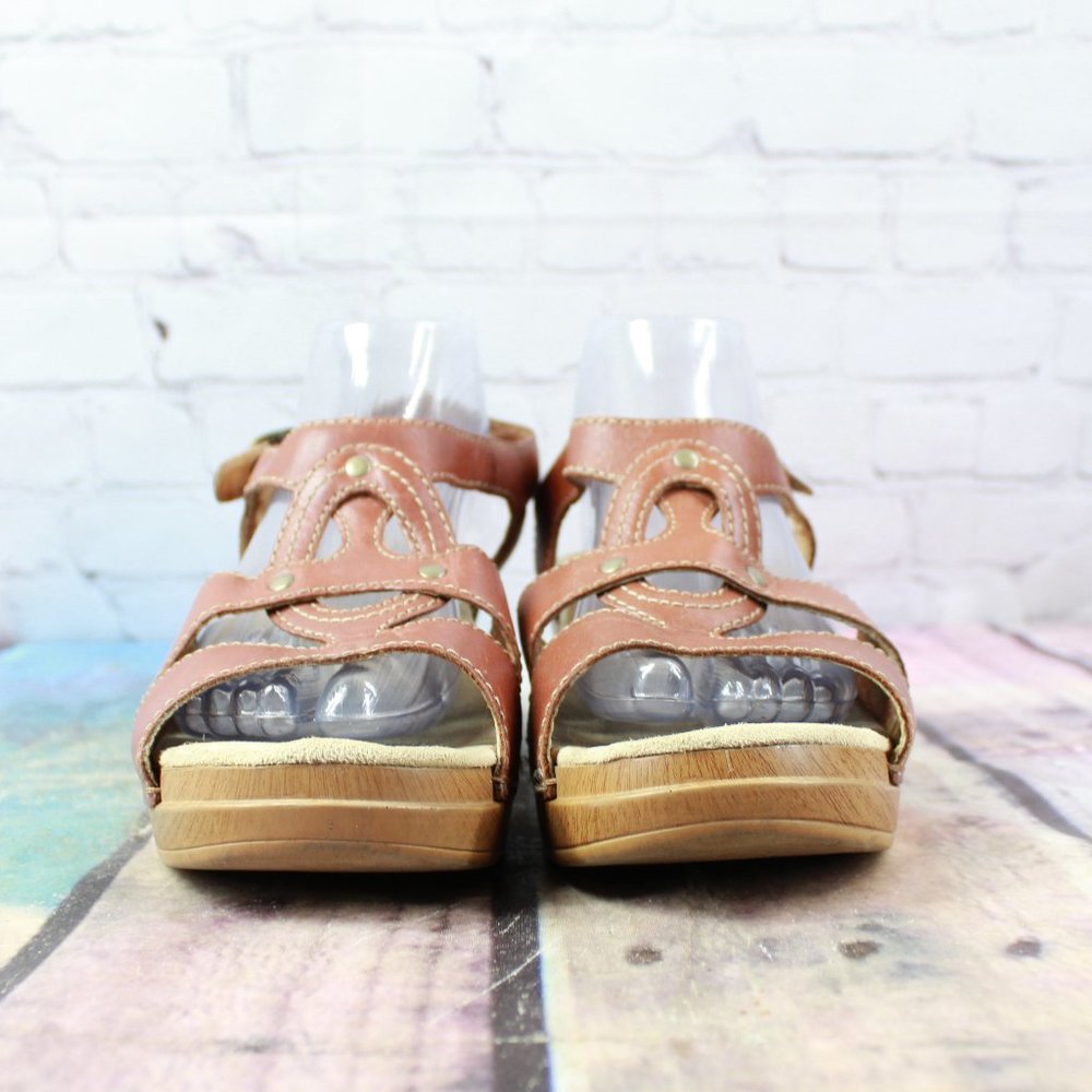 Dansko Brown Leather Studded Ankle Buckle Strap Sandals Size US 11 - Picture 4 of 9